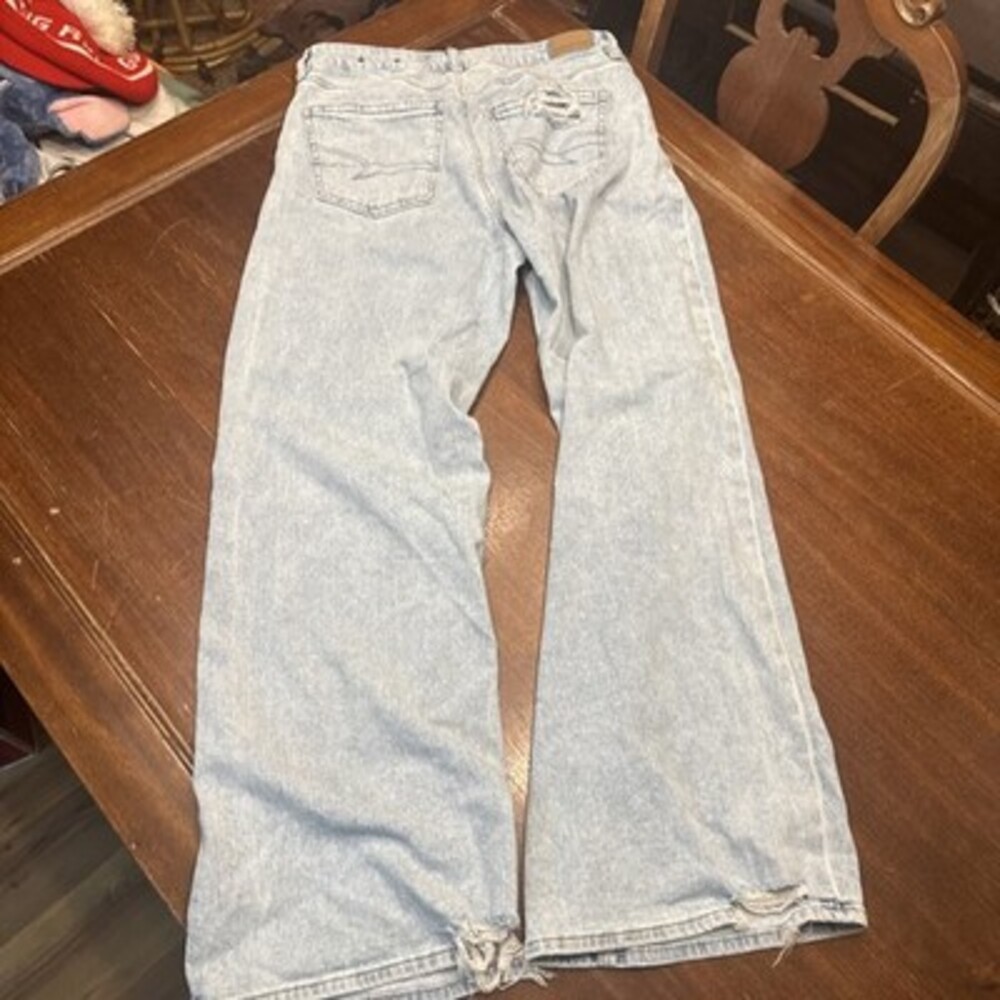 American Eagle Outfitters Super High Rise Baggy Wide Leg Light Wash Blue Size 4 - Picture 14 of 16